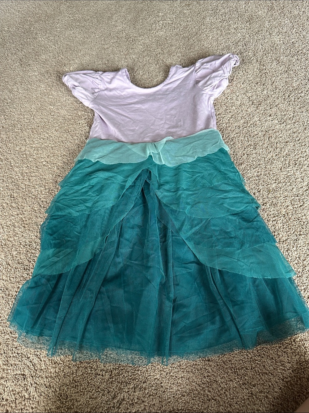 Disney Ariel Girls Pink Top Teal Layered Tulle Dress